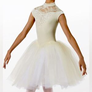 Weissman Dance costume ballet tutu ivory velvet lace rhinestone Arietta 14137 LC